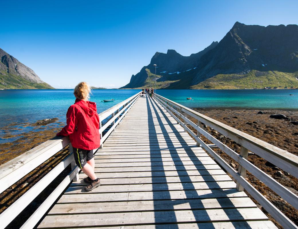 Girl standing on bridge with nice view